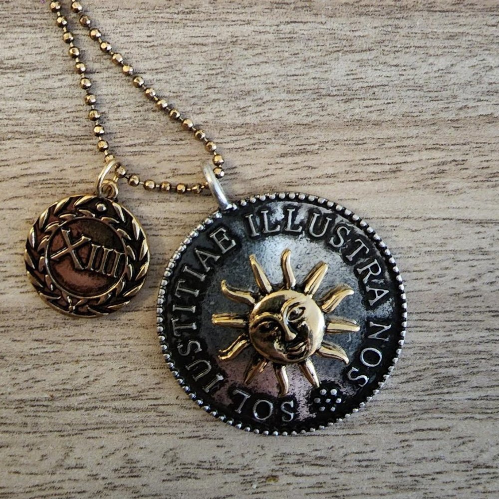 COPY - Gold plated Sol Iustitiar Illustra Nos Necklace